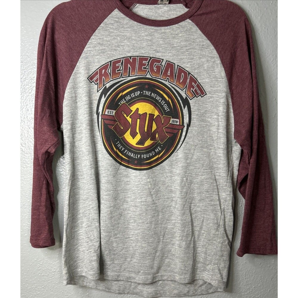 Styx Renegade Tour Vintage Band Raglan Tshirt Band Concert Size Medium